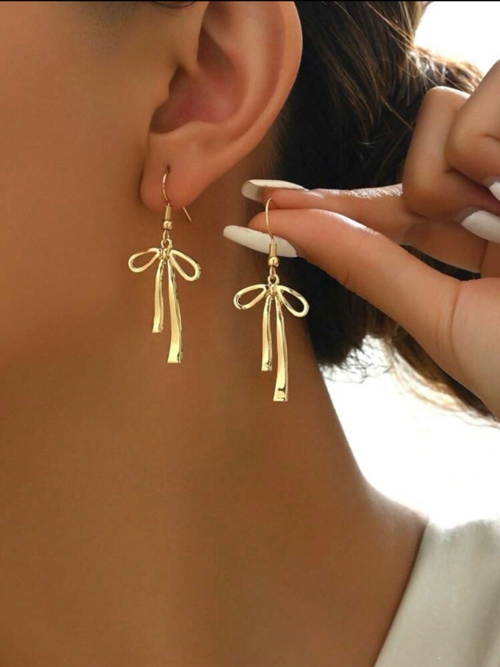 🆕💖 12K Gold Plated Bow Dangle Earrings